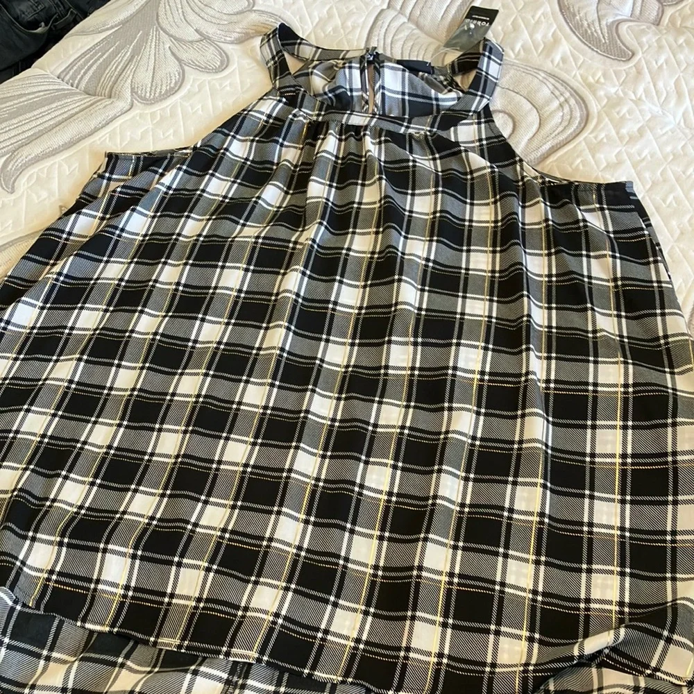 Torrid Black and White Plaid Tank Top - Picture 2 of 6